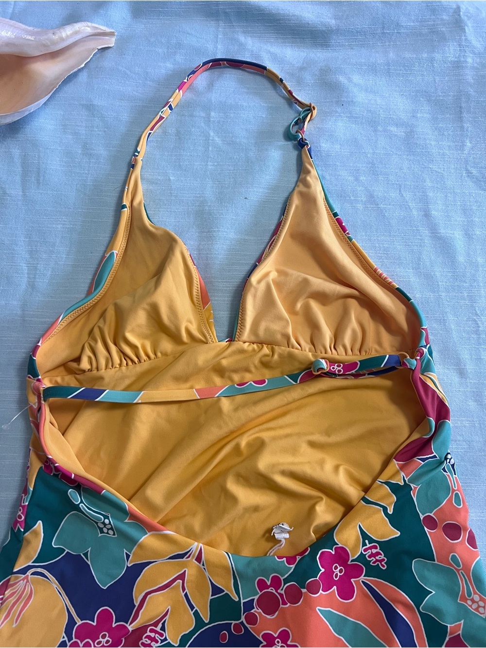 Marine Layer Plunge One Piece Swimsuit Medium Hibiscus Tropical Hawaiian Large - Picture 7 of 15